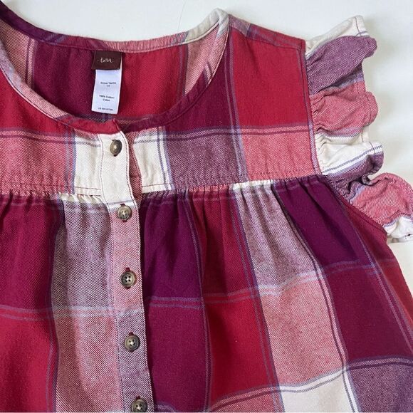 Tea Collection Girl’s Cotton Plaid Flannel Dress 12 - Picture 6 of 8